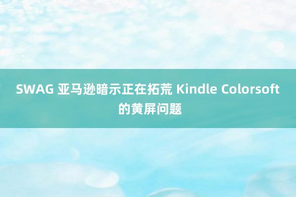 SWAG 亚马逊暗示正在拓荒 Kindle Colorsoft 的黄屏问题